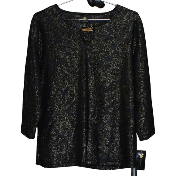 JM Collection Keyhole Metallic Jacquard Deep Black Combo PM - Picture 2 of 3